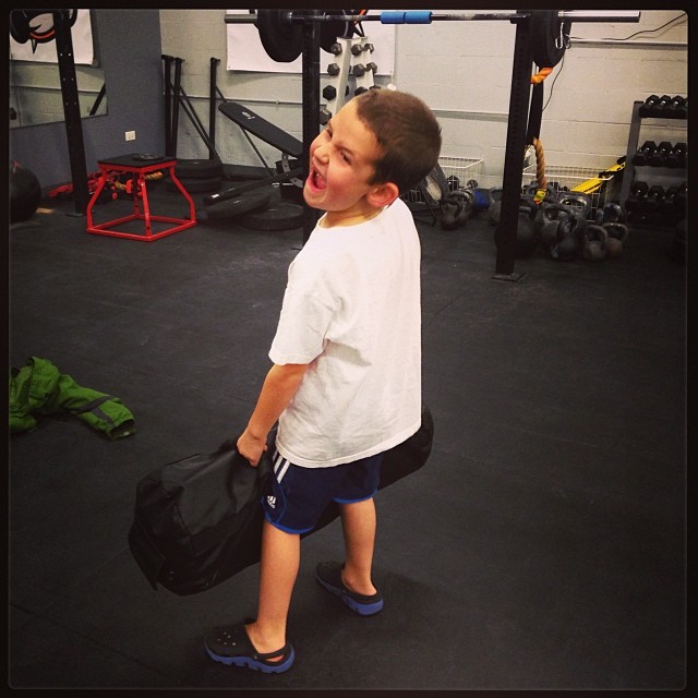 Evan working hard at the gym!
